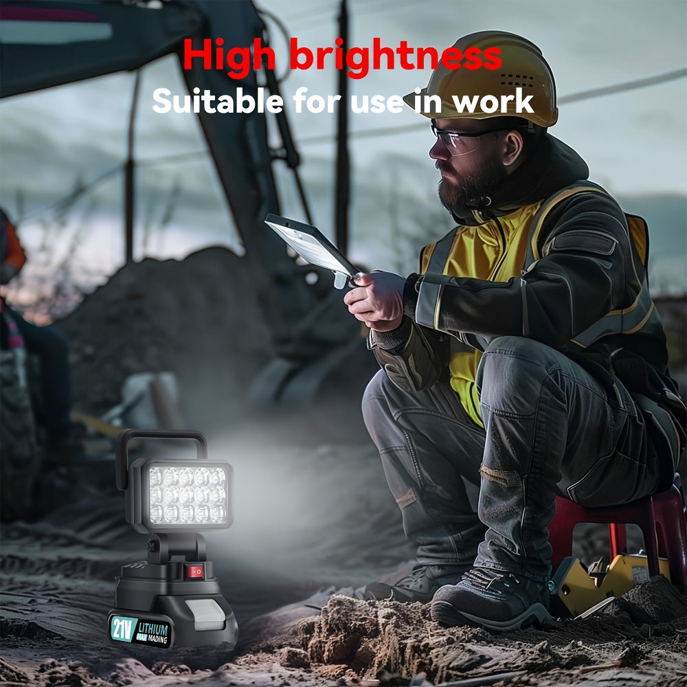 Makita 21V Battery LED Work Light – Portable Camping Lantern & Jobsite Flashlight, IP4X Water Resistant, High Brightness, Emergency Power Outage Light for Hiking & Outdoor Use