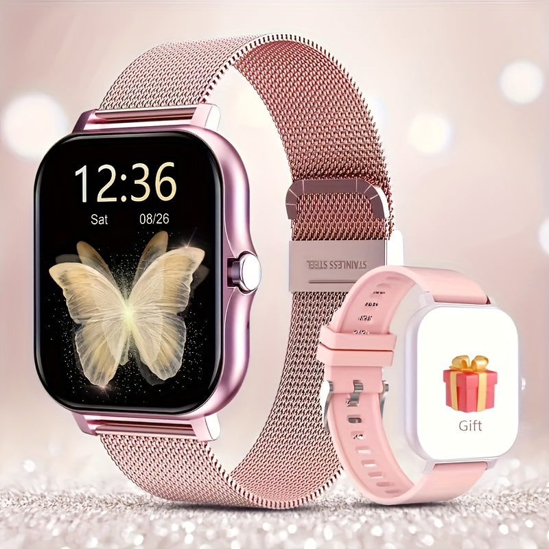 Smartwatch Full Touch Screen Wireless Calling Multi-Sport Modes Music Control Magnetic Charging Compatible with iPhone Android Men Women Fashion Sports Watch