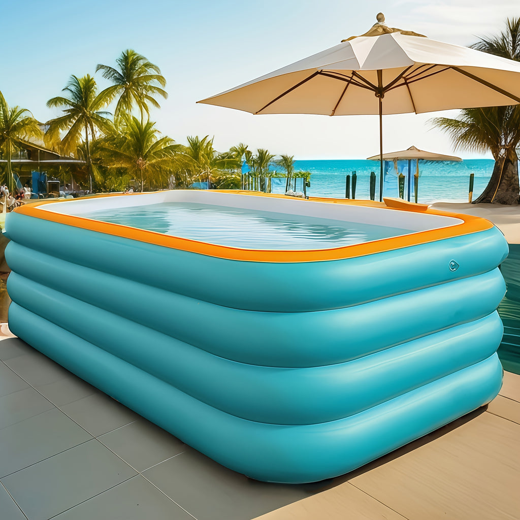 Large Inflatable Family Pool for Adults – 3 & 4 Layer Durable Quick Setup Outdoor Swimming Pool Seats 4-9 People for Summer Parties Backyard Fun 82-120 Inch
