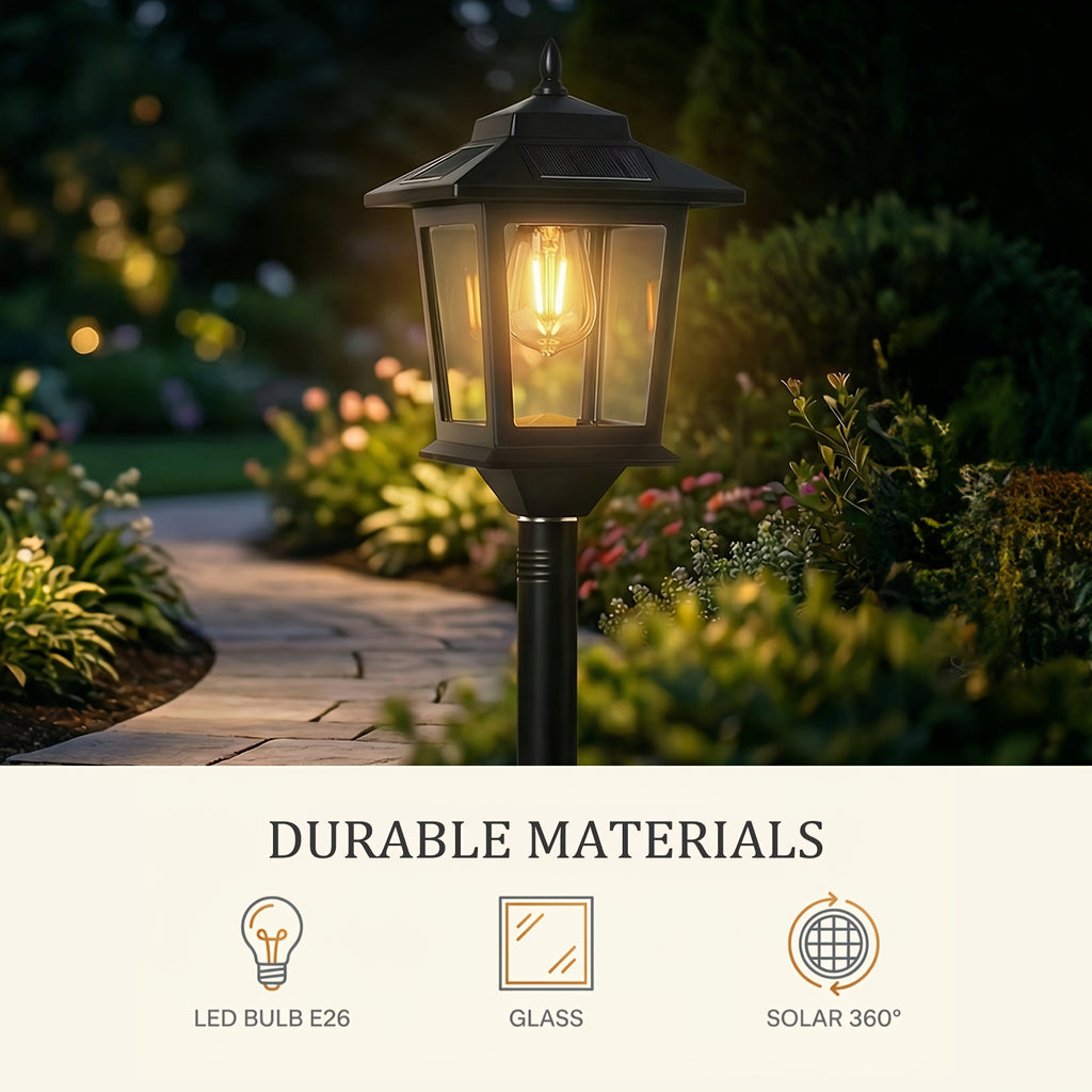 Solar Lamp Post Lights Outdoor 2 Pack 63-Inch – IP44 Waterproof, 1800LM Warm White, Replaceable Bulb, Decorative Pole Lights for Garden, Patio, Pathway, Driveway & Front Door | Christmas Decor