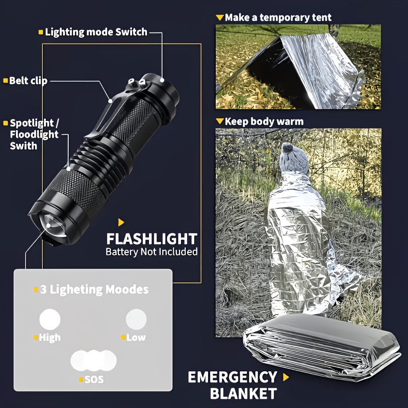 242-Piece Survival Kit for Camping Hiking Outdoor Emergencies Complete First Aid Survival Gear Set with Flint Fire Starter for Travel Car Home Bug Out Bag Gift for Men Women