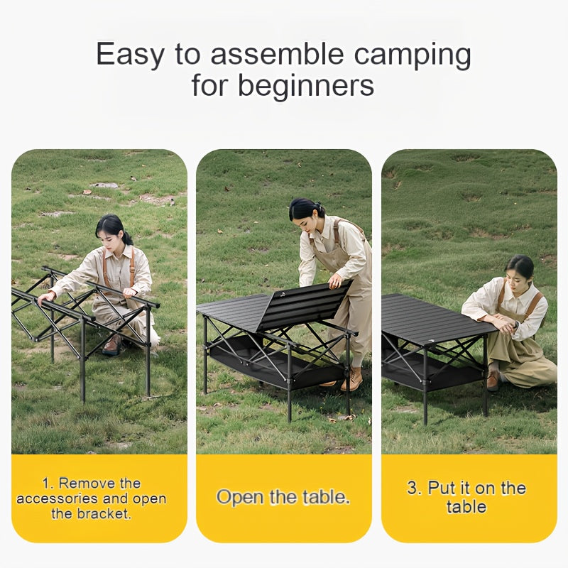 Portable Camping Picnic Table with Carry Bag – Foldable Roll-Up Outdoor Table for Beach, Backyard, Barbecue, Patio & Picnic
