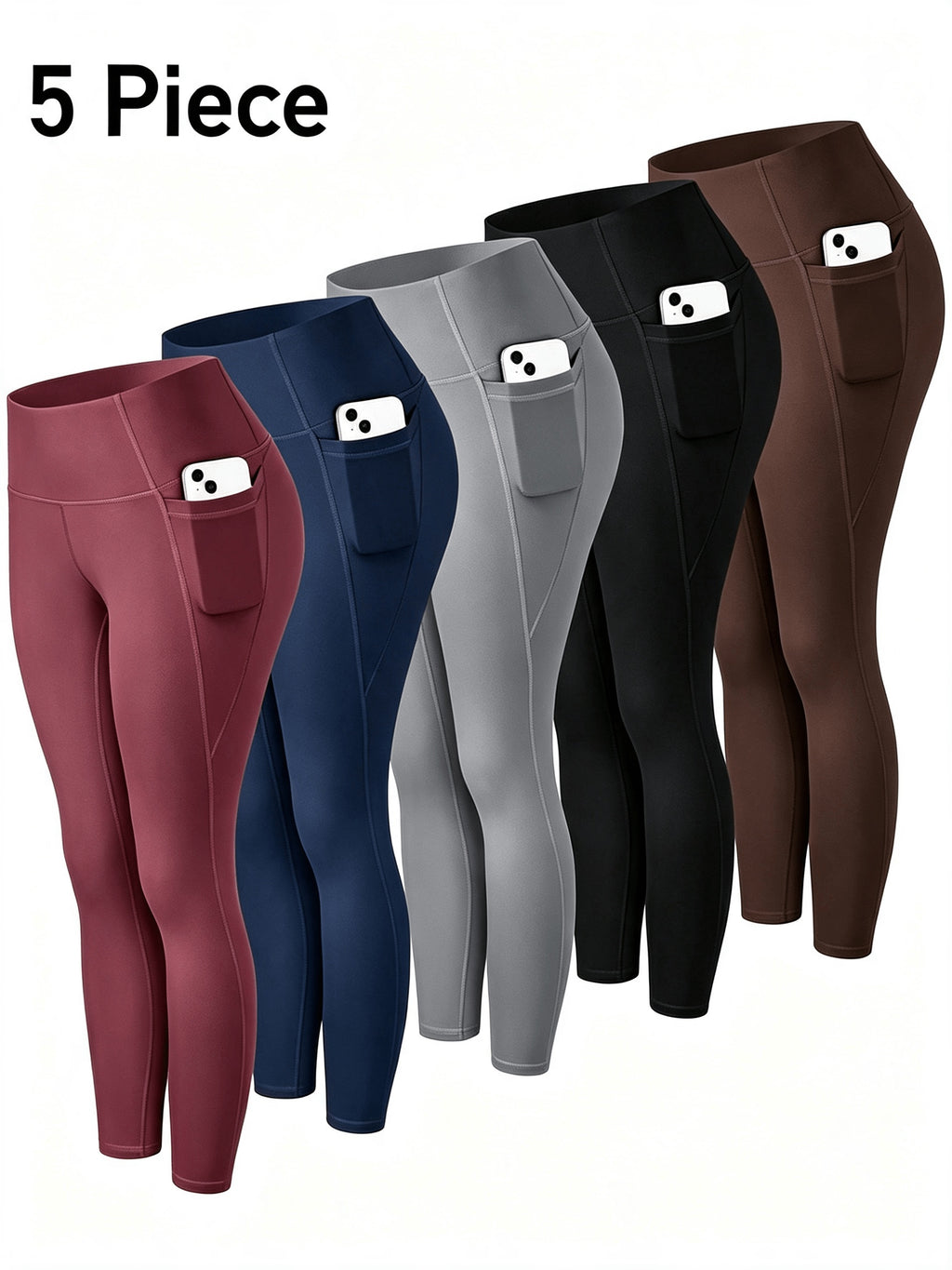 Tummy Control Leggings for Women 5 Pack – Hip Lifting Quick Dry High Stretch Breathable Yoga Gym Pilates Workout Pants XS-XL Mixed Colors