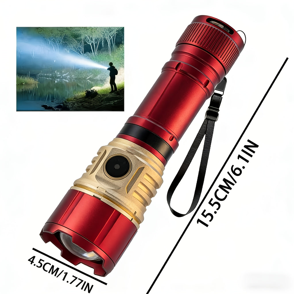 4500 Lumen Tactical Survival Flashlight with Fresnel Lens Fire Starter 1000M Beam 21700 Rechargeable Battery Aluminum Alloy EDC Torch Camping Hiking Emergency Prepper