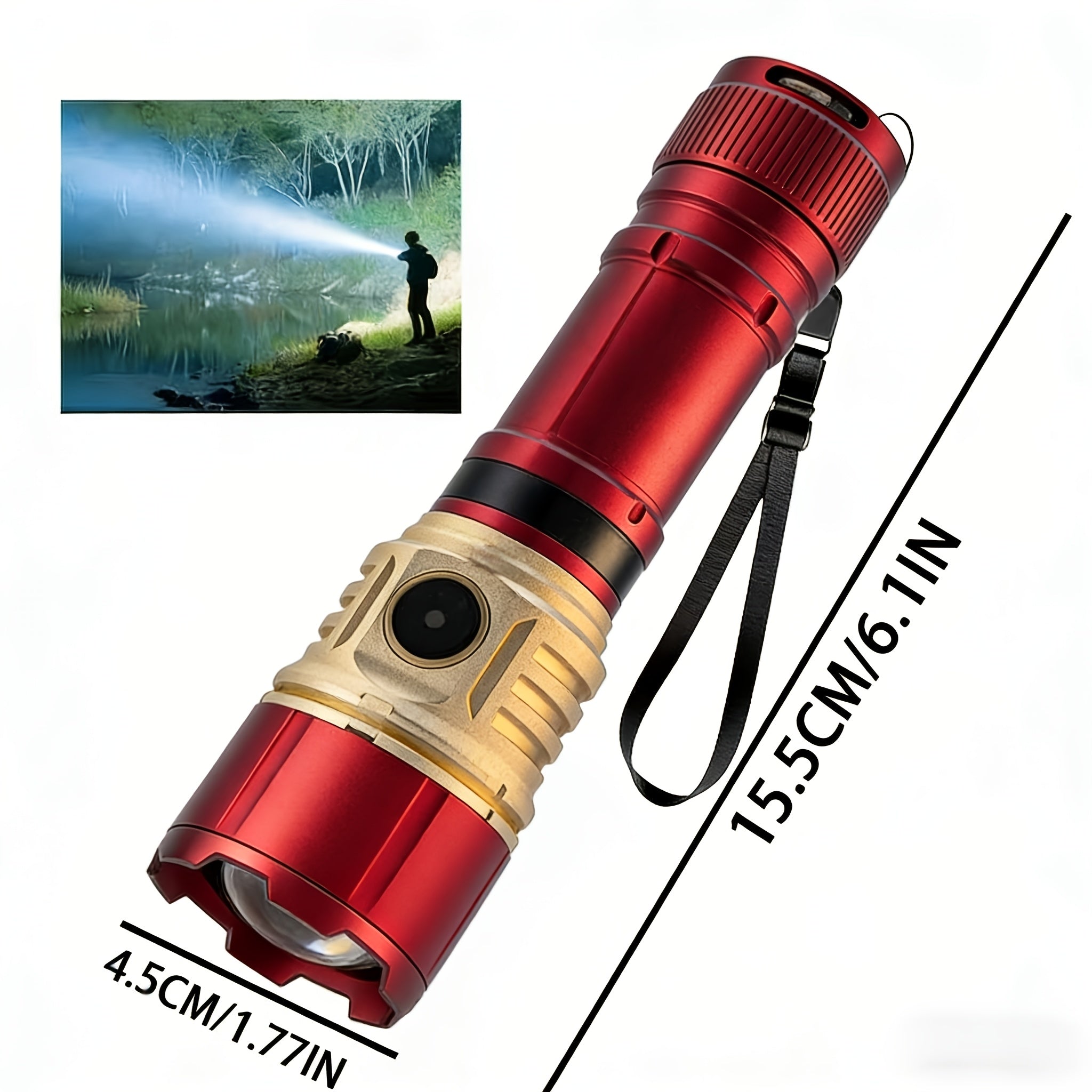 4500 Lumen Tactical Survival Flashlight with Fresnel Lens Fire Starter 1000M Beam 21700 Rechargeable Battery Aluminum Alloy EDC Torch Camping Hiking Emergency Prepper