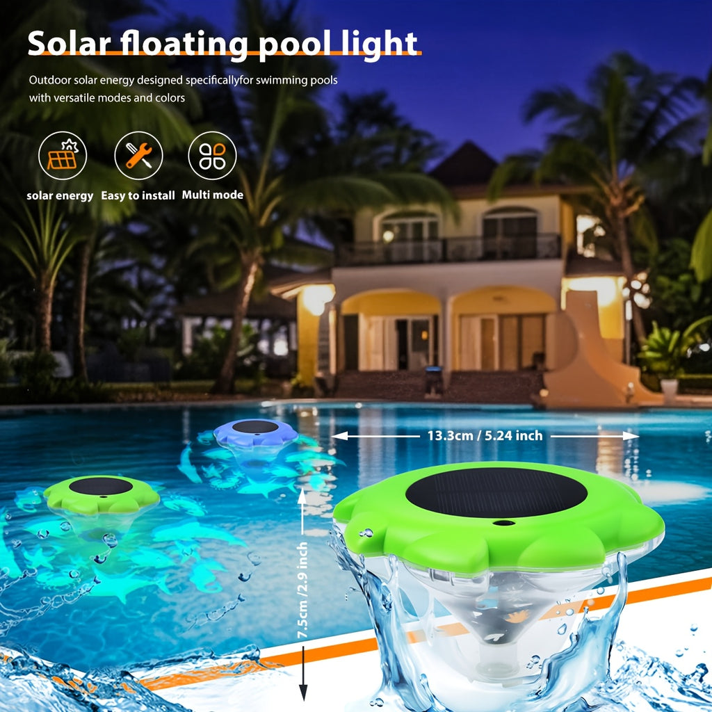 Solar Floating Pool Lights IP68 Waterproof with Multiple Dynamic Modes, Underwater LED Light for Swimming Pool Pond Fish Tank Bathtub, Colorful Solar Powered Pool Decoration for Party Ambiance