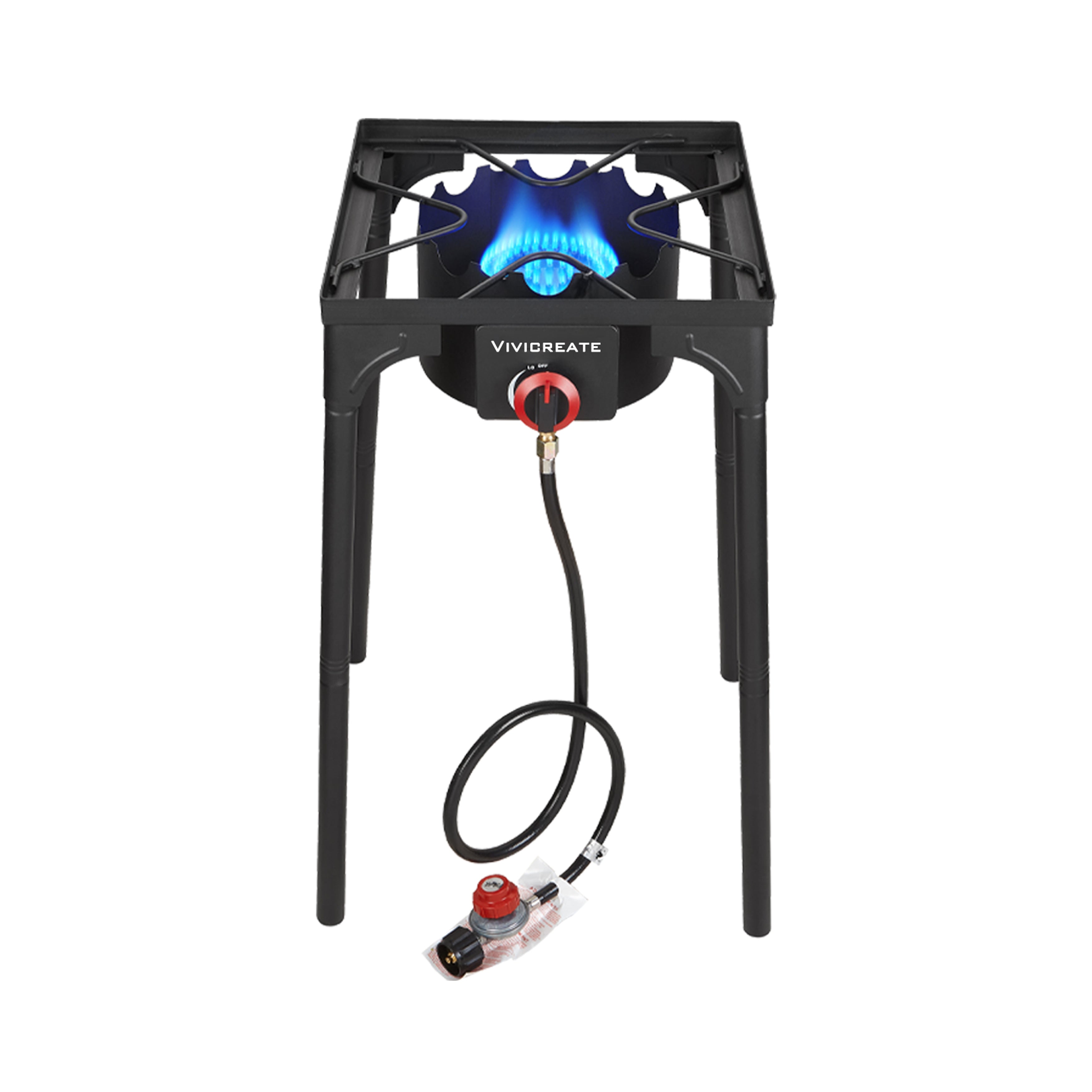 Heavy Duty Propane Camping Stove Cast Iron Burner with Detachable Legs – Single & Double Burner Outdoor Gas Cooker for Camping BBQ Patio Survival Cooking & Tailgating