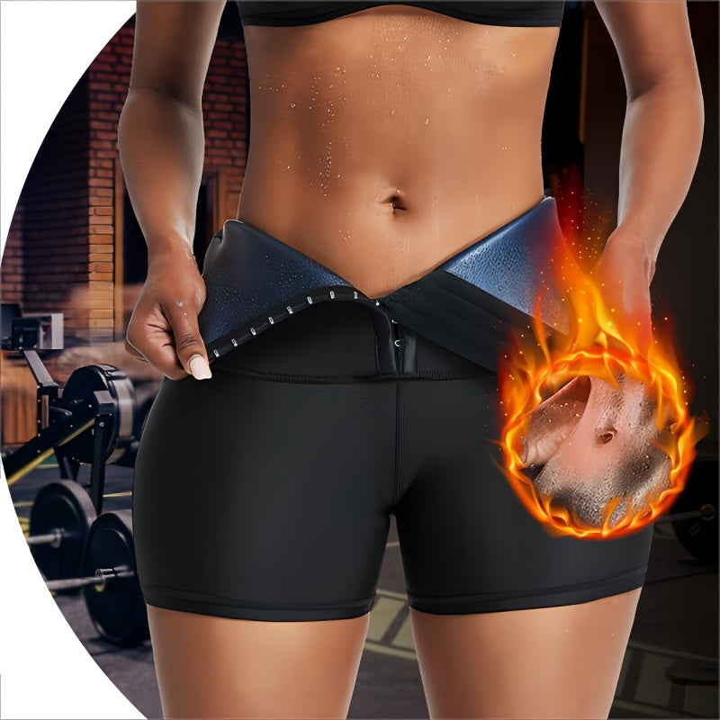 Sauna Shorts Women High Waist – Compression Heat Sweat Shaping Shorts, Slim Fit Button-Up Three-Quarter Thigh Pants for Workout & Exercise | S–XXL