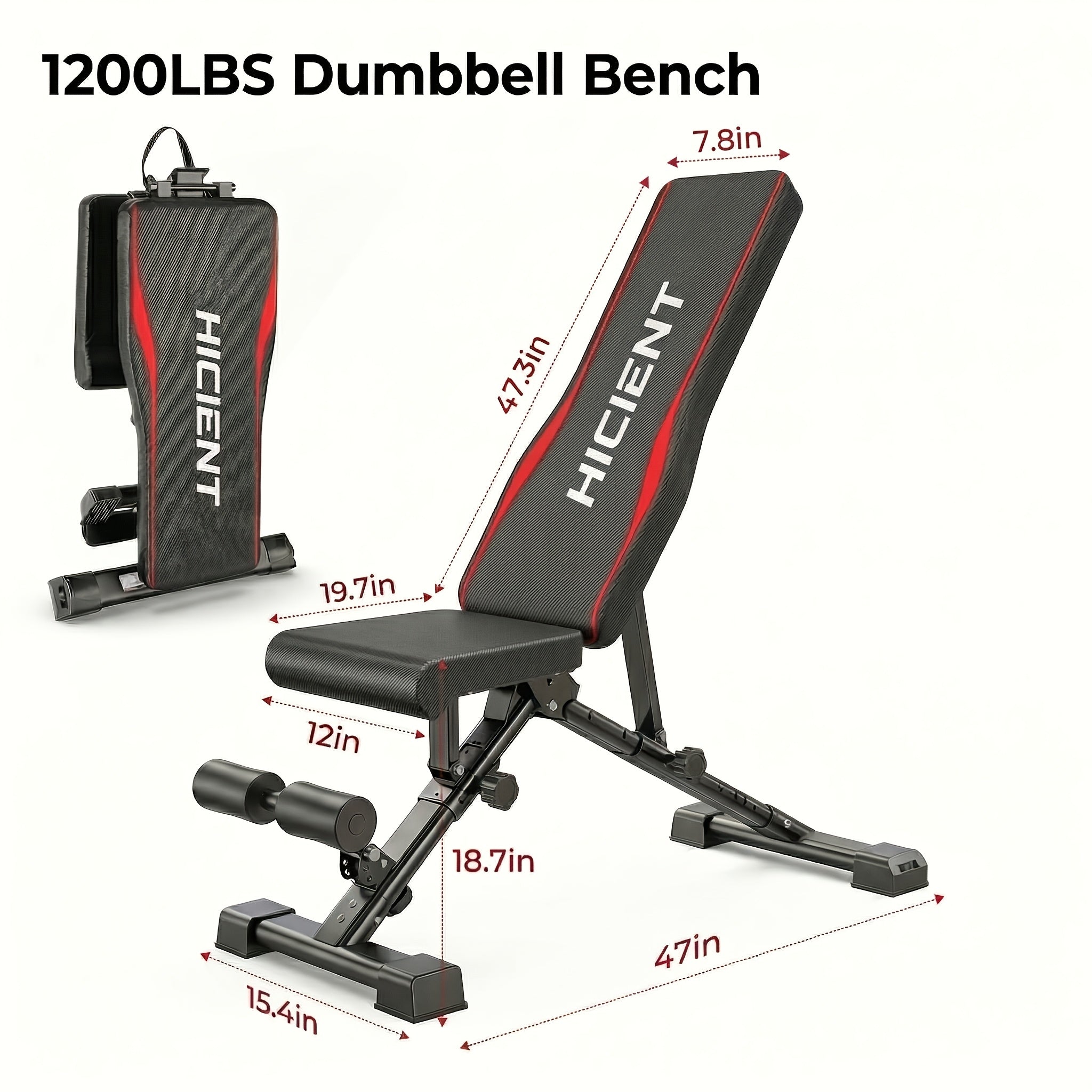 Weight Bench Set with Squat Rack – Adjustable Foldable Workout Bench Press, Leg Developer & Preacher Curl Pad for Home Gym Full Body Training | 800–1200 LBS Capacity | Black, Red, Pink