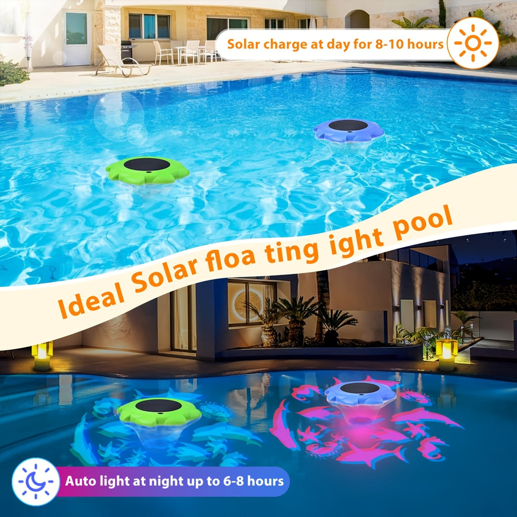 Solar Floating Pool Lights IP68 Waterproof with Multiple Dynamic Modes, Underwater LED Light for Swimming Pool Pond Fish Tank Bathtub, Colorful Solar Powered Pool Decoration for Party Ambiance