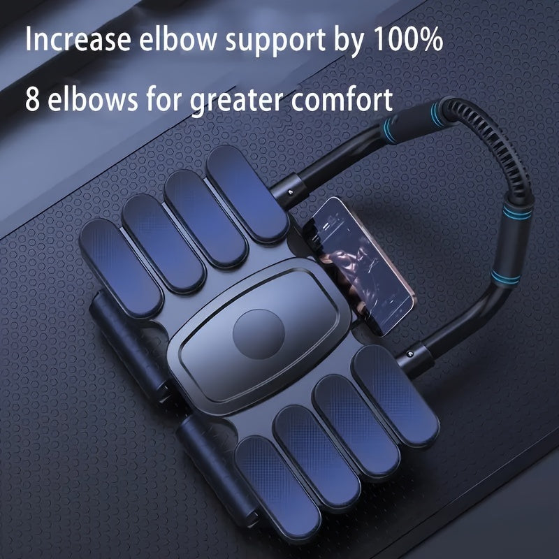 Ab Wheel Roller Auto Rebound 8-Elbow Stability with Phone Holder – Core Full Body Workout Abdominal Trainer for Home Gym Waist Abs Arms Legs