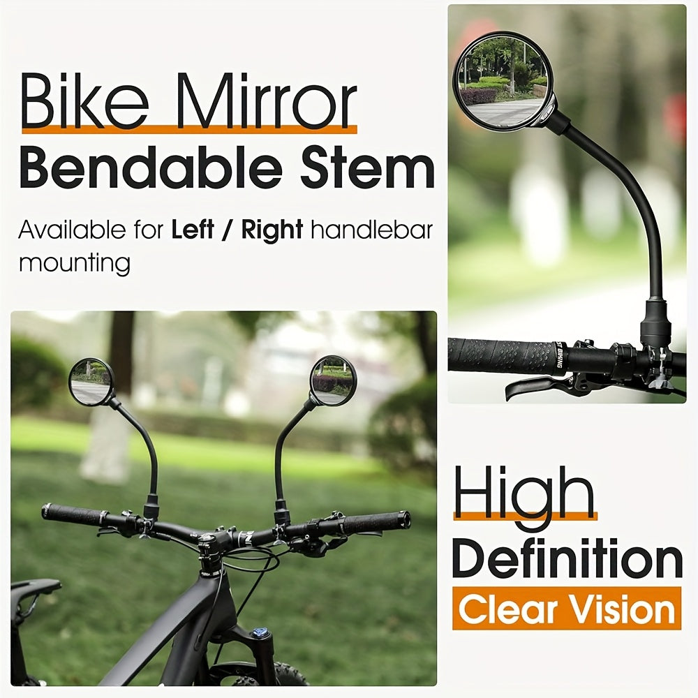 Bicycle Rearview Mirror with Built-In Bell – 360° Rotatable Handlebar Mount, Wide-Angle Convex Lens & Shatterproof Glass for Road & Mountain Bikes, Single or 4pcs Set