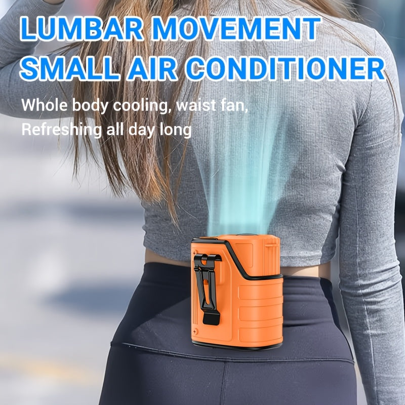 Wearable Fan 4-in-1 Waist & Neck Mounted with Flashlight & USB Charger 3600mAh Rechargeable – Hands-Free Portable Fan for Outdoor Camping Hiking Work