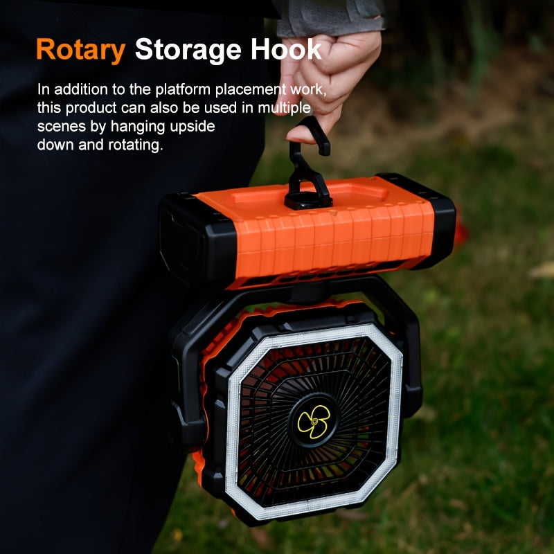 20000mAh Portable Camping Fan with LED Light USB Rechargeable – Battery Powered Tent Fan for Outdoor Hiking Fishing Travel