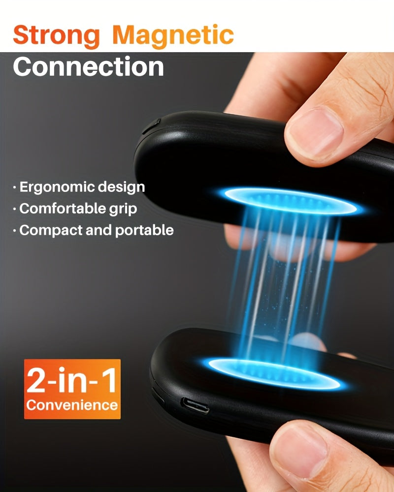 2-Pack Rechargeable Hand Warmers with COB Light & Magnetic Base - 12 Hours Warmth Electric Portable Hand Warmer with High Lumen Flashlight for Camping, Hiking, Winter Outdoor Use - Christmas Gift for Women Men