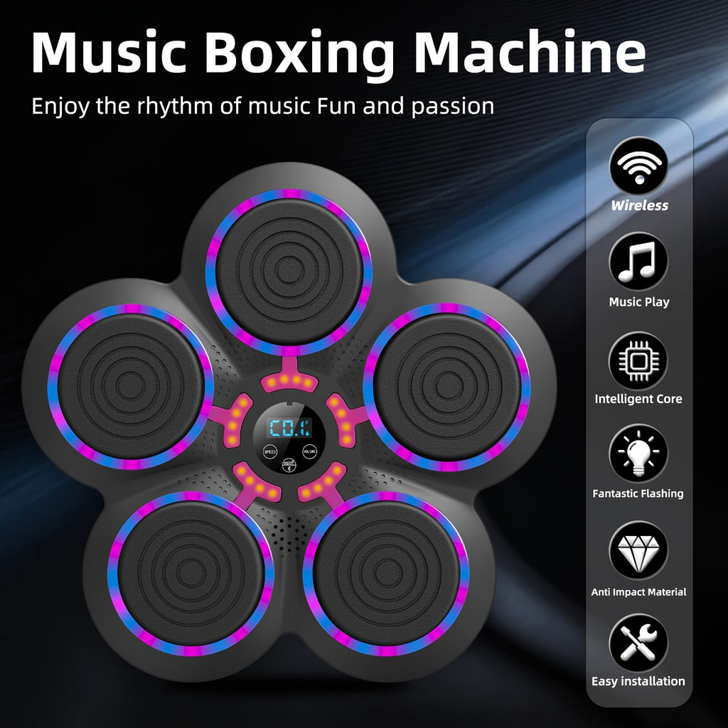 Music Boxing Machine Wall Mounted Smart Electronic Target – USB Rechargeable Wireless Fitness Striking Trainer for Home Gym Adults