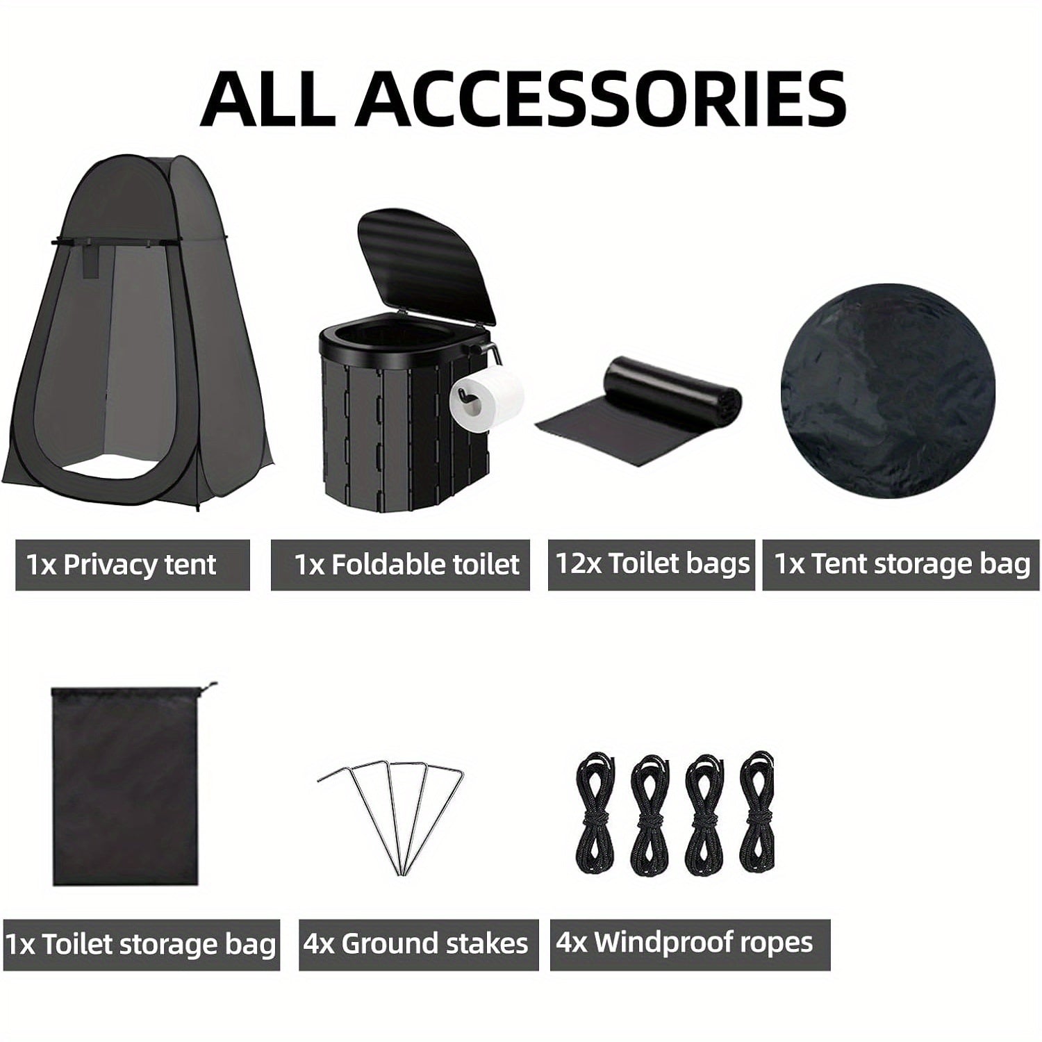 Portable Camping Toilet with Privacy Tent Pop Up Potty Shelter 12 Toilet Bags for Adults Outdoor Camping Travel Changing Shower