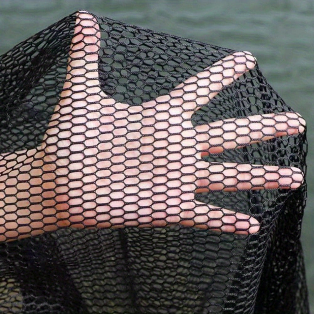 Portable Nylon Fishing Net Bag Mesh Fish Collection Cage – Lightweight Easy-Carry Handle for Fishing Snorkeling Gear Storage Black Red