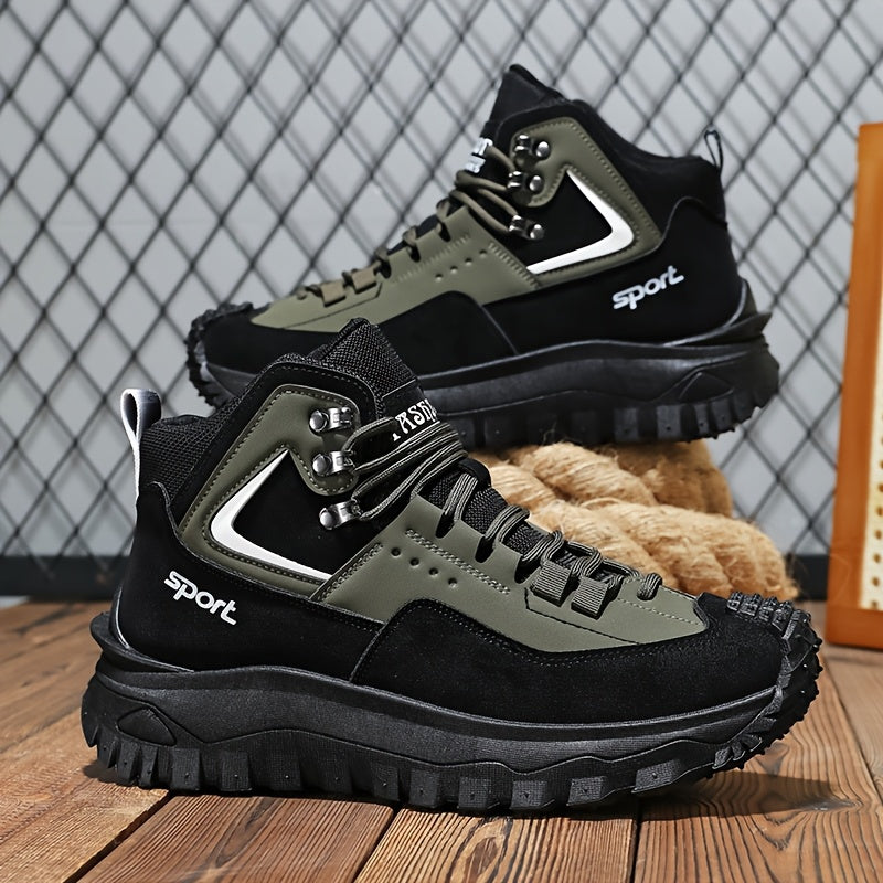 Men's Walking Shoes Color Block Anti-Slip Wear-Resistant PU Upper - Lightweight Casual Street Sport Sneakers for Outdoor Travel, Sizes US 7-12.5