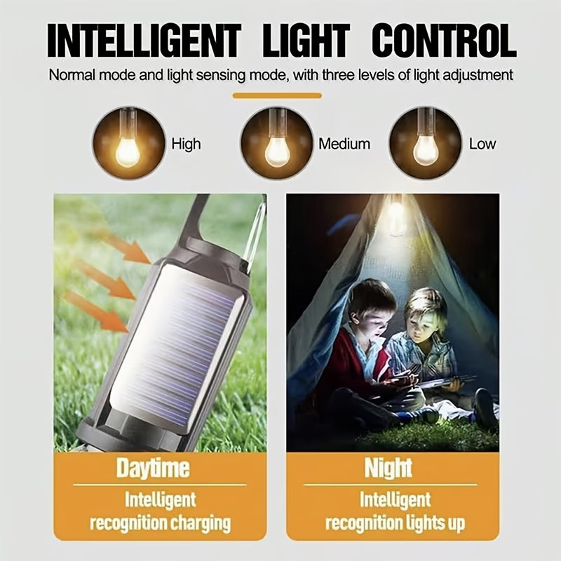8-Pack Solar Rechargeable LED Camping Lights with Hook 300mAh Battery Portable Hanging Tent Lights for Camping Hiking Patio Christmas Valentine's Day Holiday Decoration