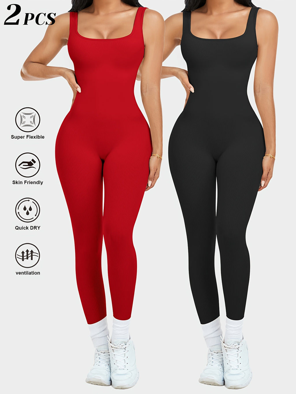 Women's Sleeveless Jumpsuit Yoga Pilates Running Fitness Activewear – 90% Nylon Stretch Fabric, Square Collar, S-XL, Multiple Colors
