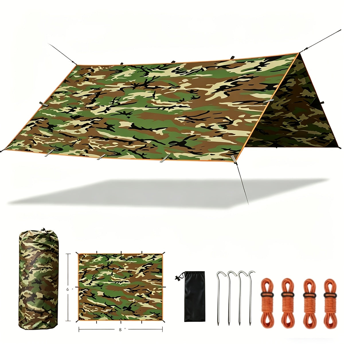 Waterproof Camping Tarp Canopy 4 Person – UV Protection Alloy Poles Portable Foldable Rain Fly Awning for Hiking Backpacking Survival Outdoor, Multiple Colors & Sizes