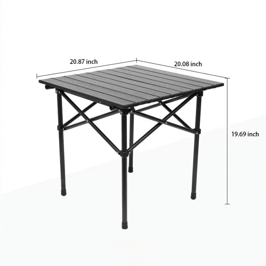 Portable Folding Camping Table Lightweight with Carrying Bag - Compact Foldable Outdoor Table with Sturdy Legs for Picnic BBQ Beach Hiking Tailgating - Durable Black Camp Table for Outdoor Adventures