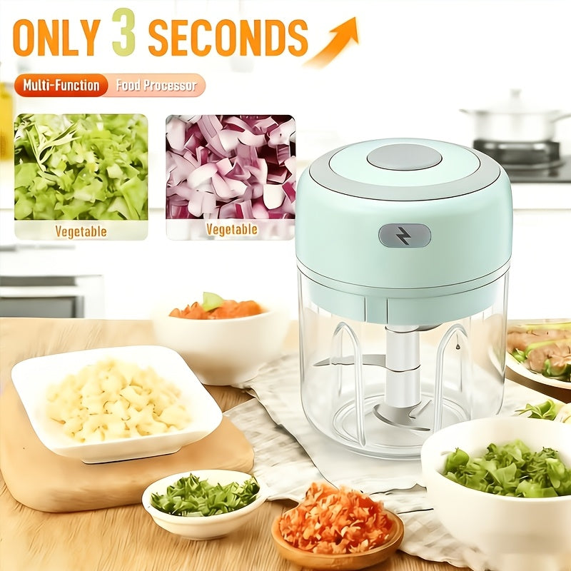 Mini Food Processor Cordless Rechargeable USB Electric Food Chopper with Meat Grinder Blade – Portable Vegetable Cutter Garlic Crusher Fruit Grinder for Kitchen