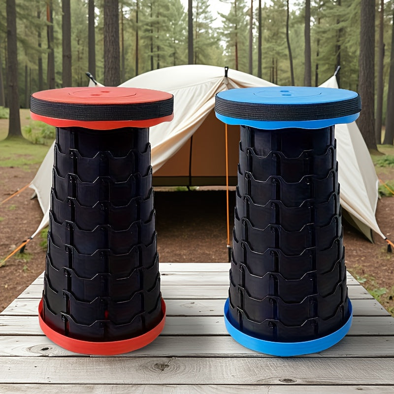 Collapsible Folding Stool 2 Pack 400lbs Capacity – Portable Telescopic Camping Stool ABS Plastic Compact Storage for Travel Camping Hiking Fishing Backyard BBQ (Black, Blue, Red+Blue)