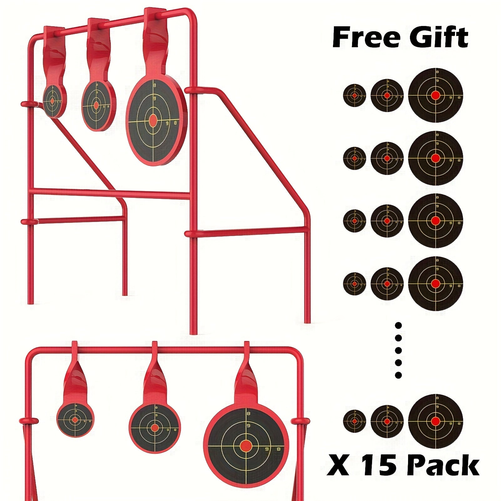 Rimfire Spinner Shooting Target with Stand Triple Spinner Foldable Steel .22LR Outdoor Shooting Practice with 15-Pack Bullseye Paper Targets