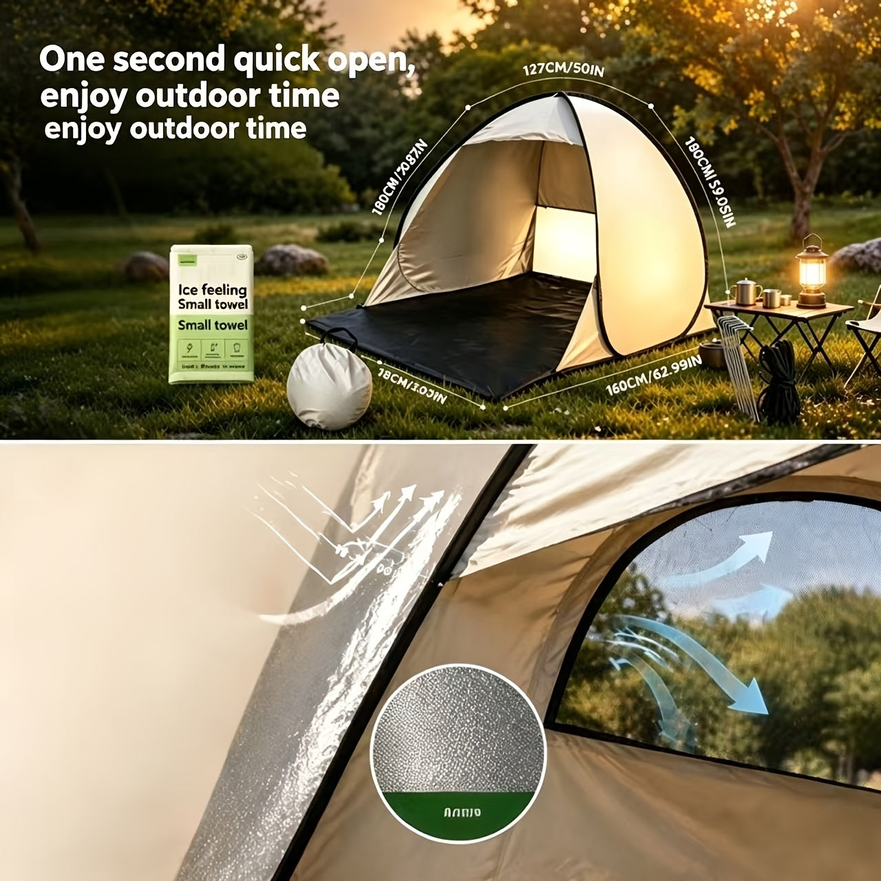 Pop Up Camping Tent 2-3 Person Instant Setup – Portable Sun Shade Shelter with Storage Bag, Foldable Outdoor Canopy for Camping Backyard Garden Beach Hiking Leisure