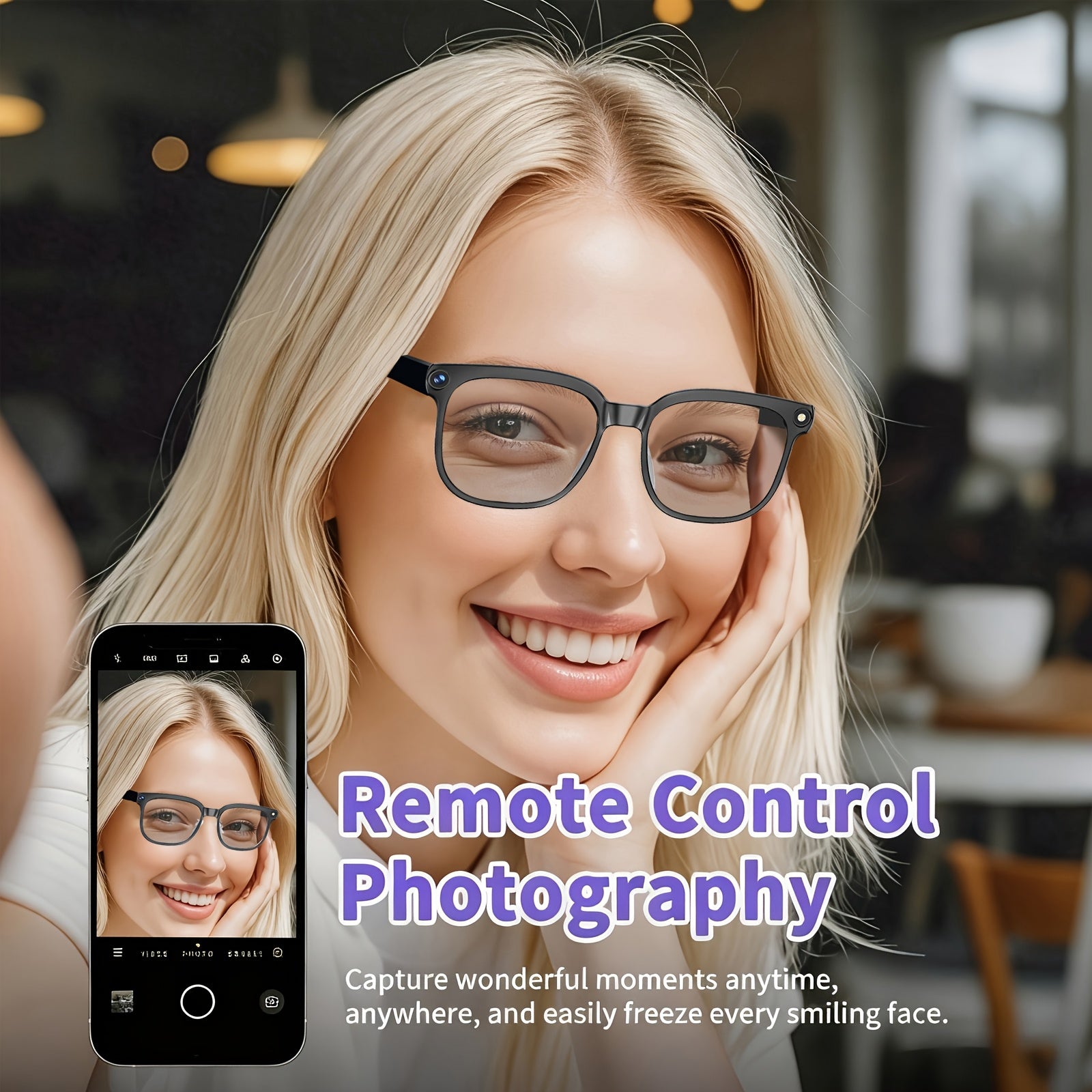 AI Smart Glasses with Real-Time Translation 110+ Languages – Open-Ear Audio, 8MP HD Camera, Color-Changing Lenses, Voice Control, HiFi Music for Travel, Work & Outdoor Sports