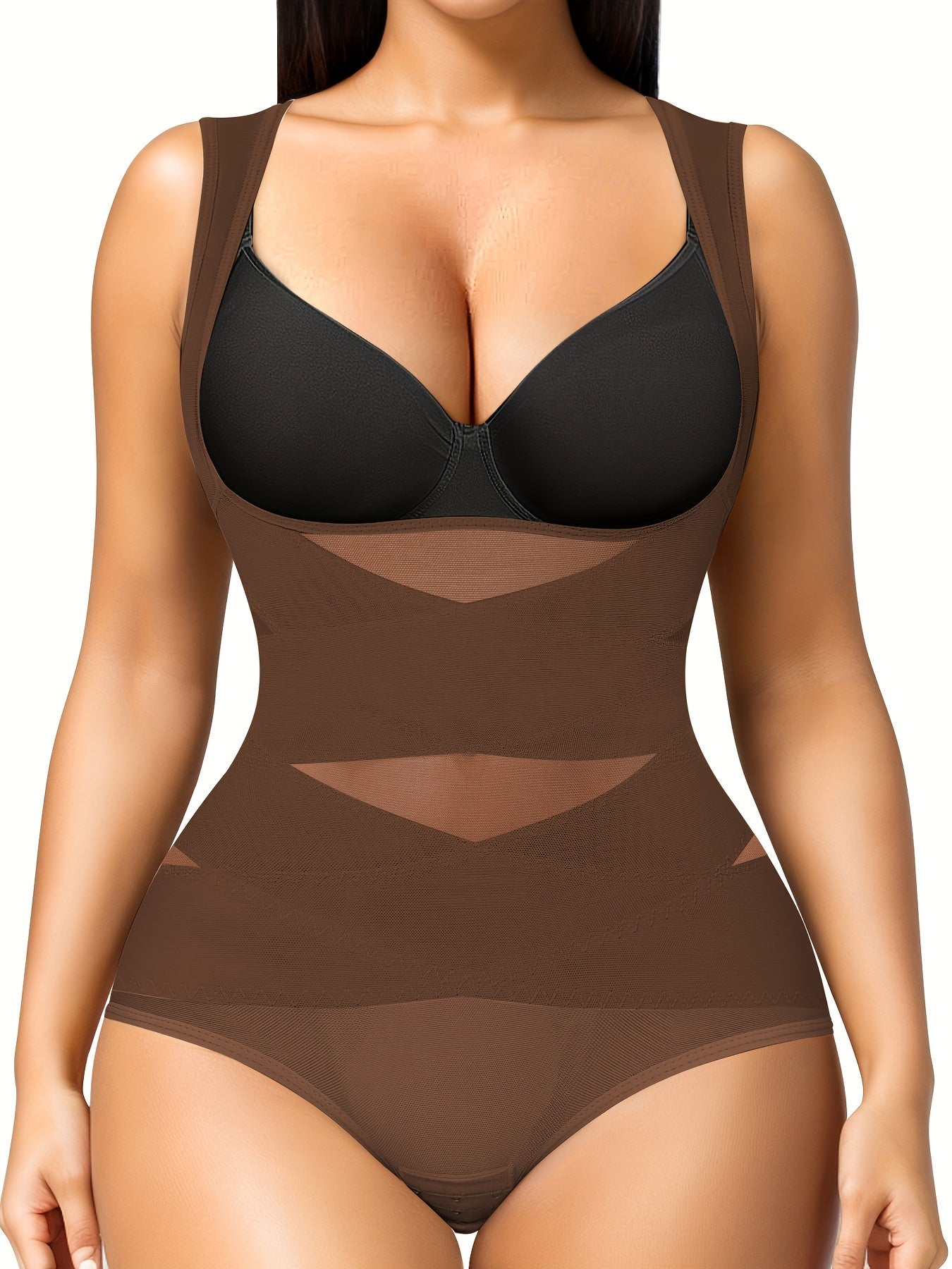 Women's Shapewear Bodysuit with Tummy Control – High-Waist Butt Lifter, U-Shape Push Up, Wide Straps, Breathable Nylon Body Shaper, 5 Colors, Sizes S-XXL