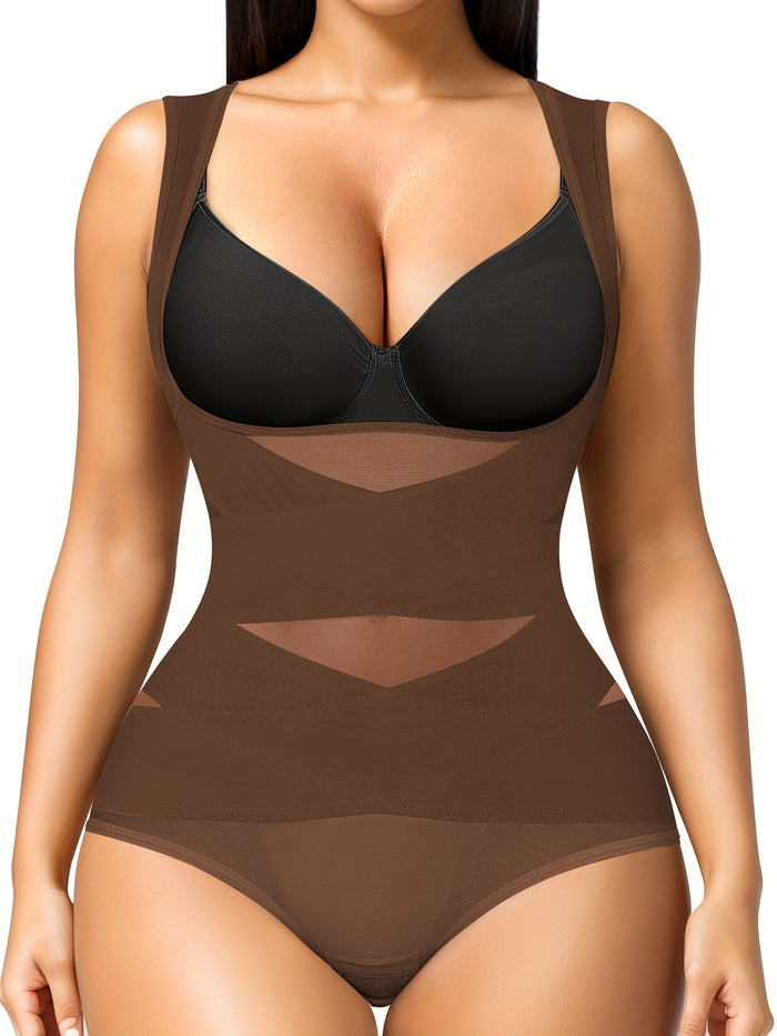 Women's Shapewear Bodysuit with Tummy Control – High-Waist Butt Lifter, U-Shape Push Up, Wide Straps, Breathable Nylon Body Shaper, 5 Colors, Sizes S-XXL