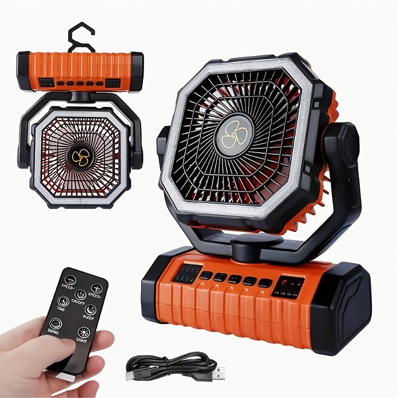20000mAh Portable Camping Fan with LED Light USB Rechargeable – Battery Powered Tent Fan for Outdoor Hiking Fishing Travel