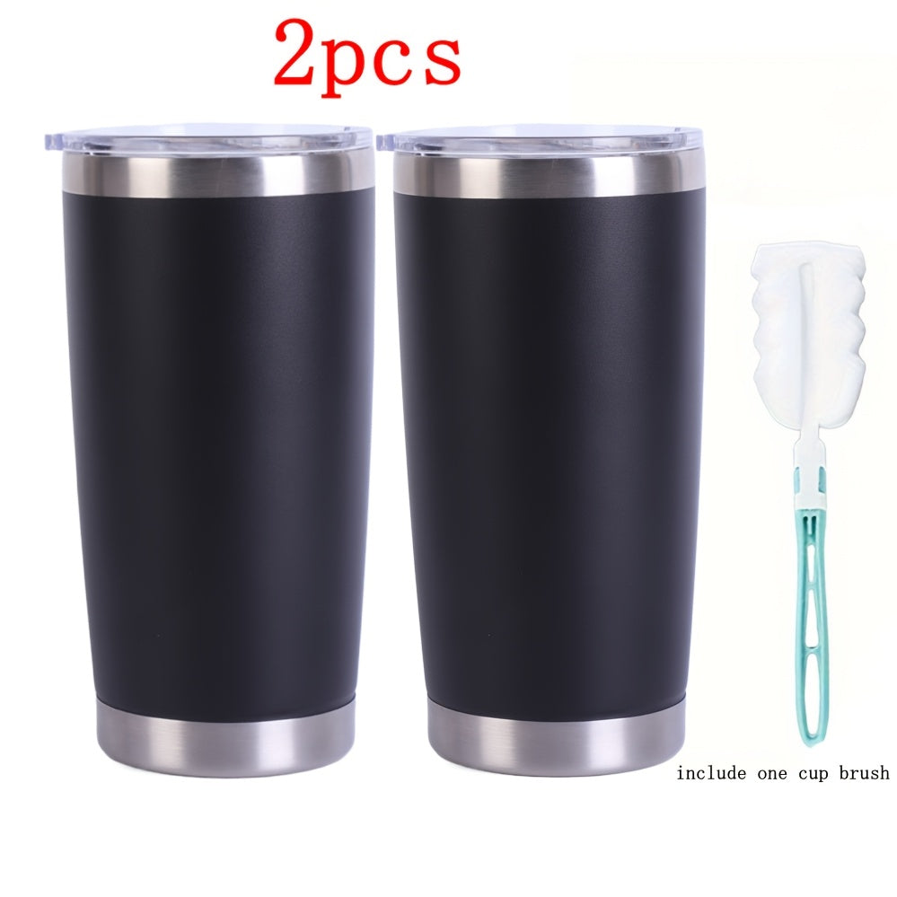 2-Pack 20oz Stainless Steel Insulated Tumbler – Double Wall Vacuum Sealed Thermal Cup for Hot & Cold Drinks Football Game Day Holiday Gift Pink White Light Blue Black Dark Blue