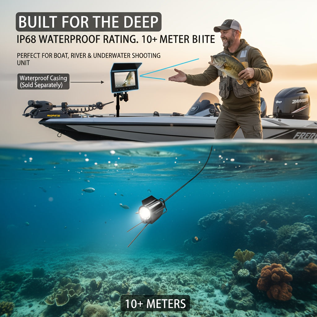 Underwater Fishing Camera Fish Finder HD 4.3 Inch Screen 140° Wide Angle Lens Fish Attracting Light Underwater Camera for Ice Fishing Lake River