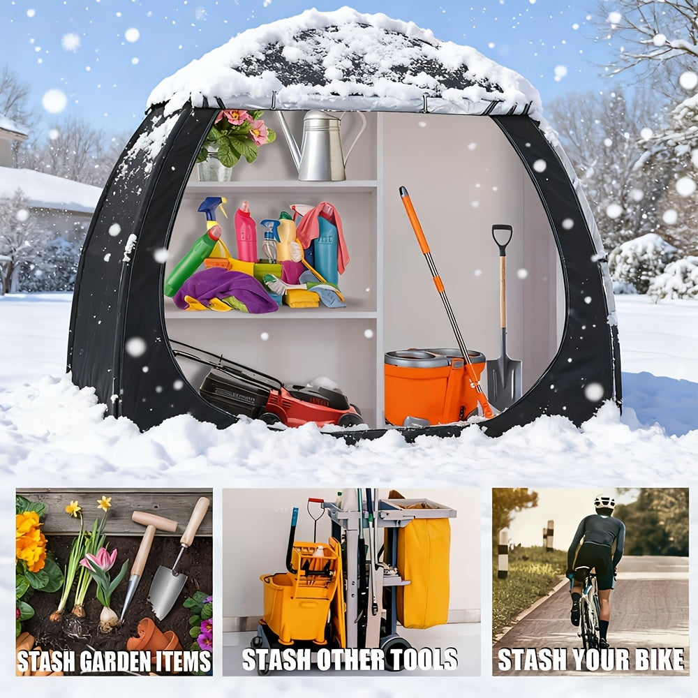 Outdoor Bike Storage Shed Tent 2-3 Bikes 210D Oxford Fabric PU4000 Waterproof UV Resistant Portable Bicycle Storage Tent Garden Tool Lawn Mower Storage All-Season