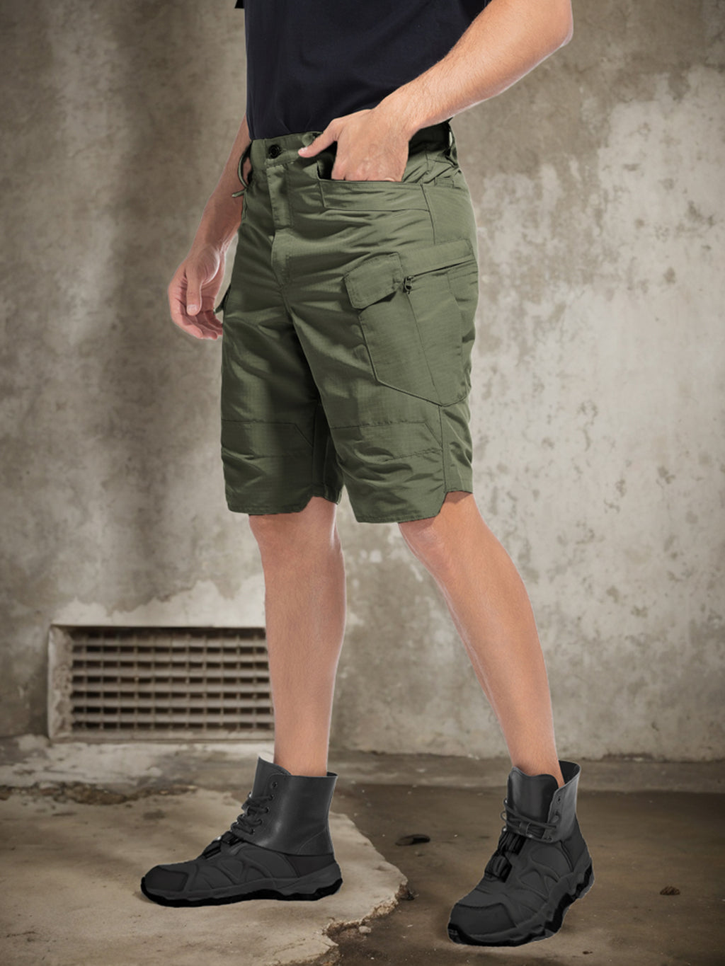 Cargo Shorts for Men 2 Pack – Multi-Pocket 100% Polyester Regular Fit Outdoor Hiking Work Casual Shorts S-XXXL (Black, Gray, Khaki, Army Green)
