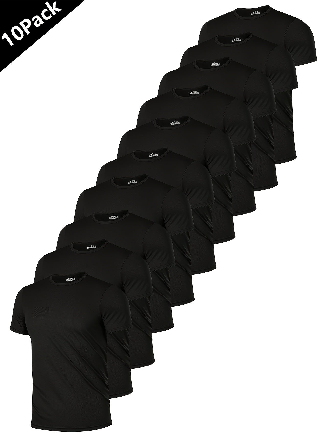 Men's Quick Dry Workout T-Shirts 10 Pack 100% Polyester Moisture Wicking Crew Neck Short Sleeve Gym Running Tees S-XXXL – Breathable Athletic Activewear for Men Outdoor Sports