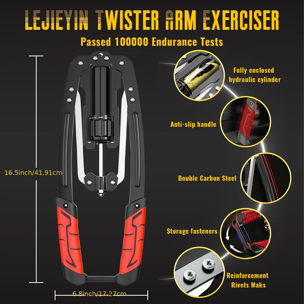 Hydraulic Arm Trainer 22-440 lbs 20-Level Resistance Home Gym Upper Body Strength Machine Chest Shoulder Back Bicep Foldable Carbon Steel Non-Slip