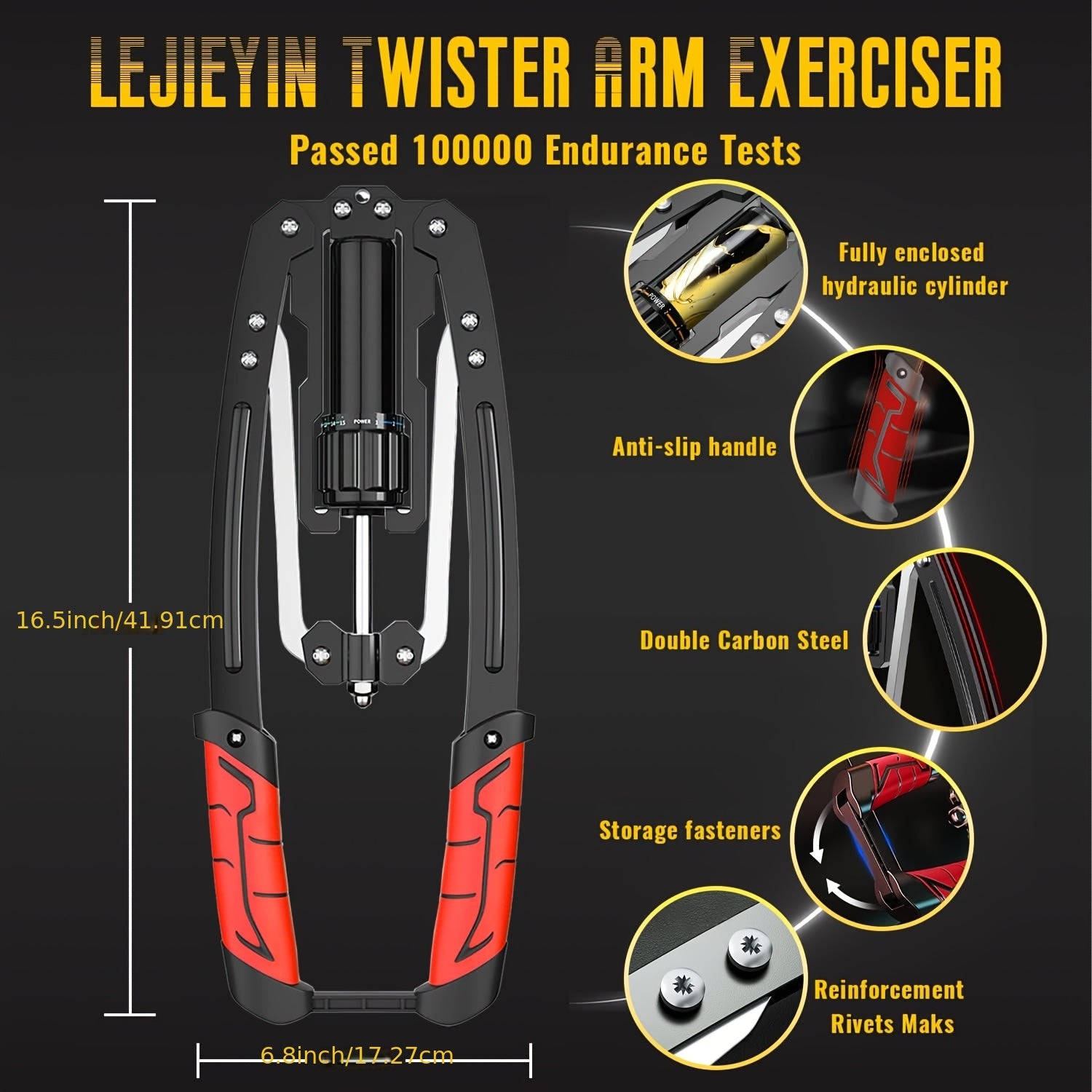 Hydraulic Arm Trainer 22-440 lbs 20-Level Resistance Home Gym Upper Body Strength Machine Chest Shoulder Back Bicep Foldable Carbon Steel Non-Slip