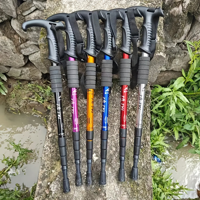 Hiking Pole Adjustable Lightweight Aluminum Alloy Shock Absorbing Ergonomic T-Handle Trekking Walking Stick for Hiking Camping Exploration