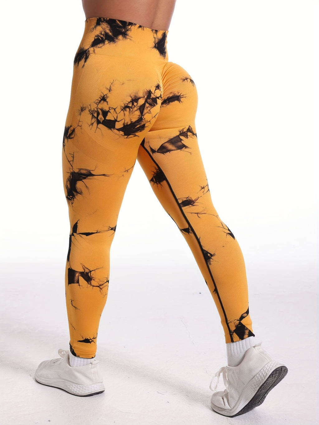 Tie Dye Yoga Pants 5-Pack for Women High Waist Tummy Control Peach Lift Leggings – 4-Way Stretch Running Tights Fitness Workout Pants Squat Proof Non-See-Through Polyamide Leggings S M L XL Multi-Color Sets