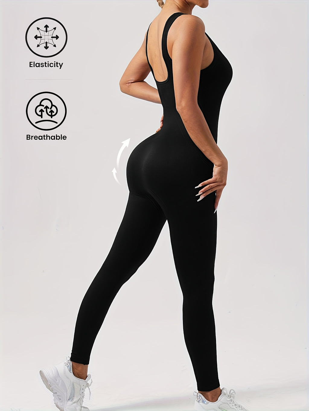 Women's Sleeveless Square Neck Jumpsuit 90% Nylon Stretch Bodysuit for Yoga Pilates Running Fitness Exercise Gym Workout One Piece S M L XL Multicolor