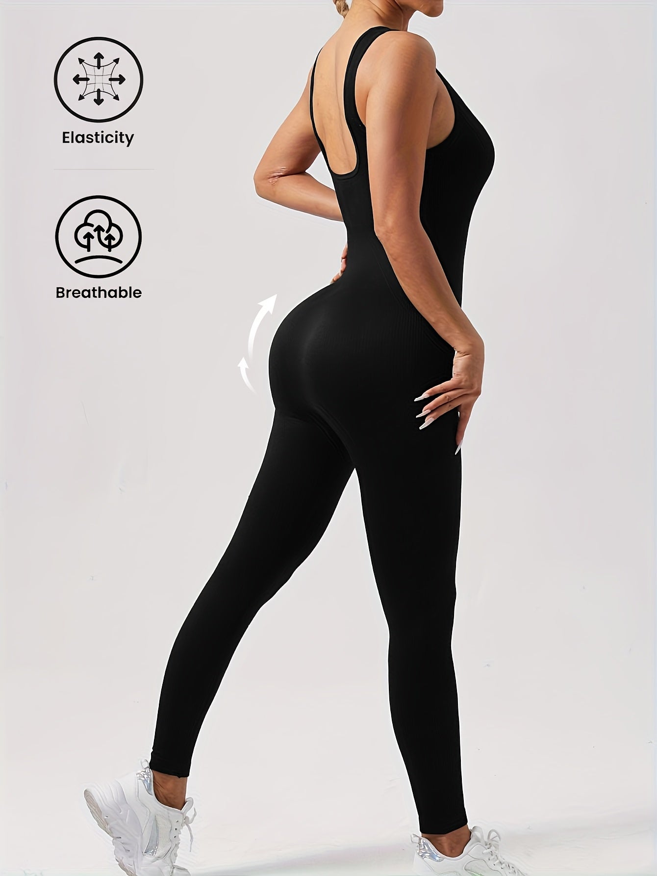 Women's Sleeveless Square Neck Jumpsuit 90% Nylon Stretch Bodysuit for Yoga Pilates Running Fitness Exercise Gym Workout One Piece S M L XL Multicolor