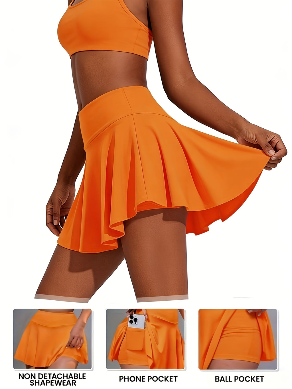Women's High Waist Tennis Skort with Built-In Shorts & Pockets – Pleated Quick-Dry Athletic Skirt for Gym, Pickleball & Golf, Sizes S-XXL, 3 Colors