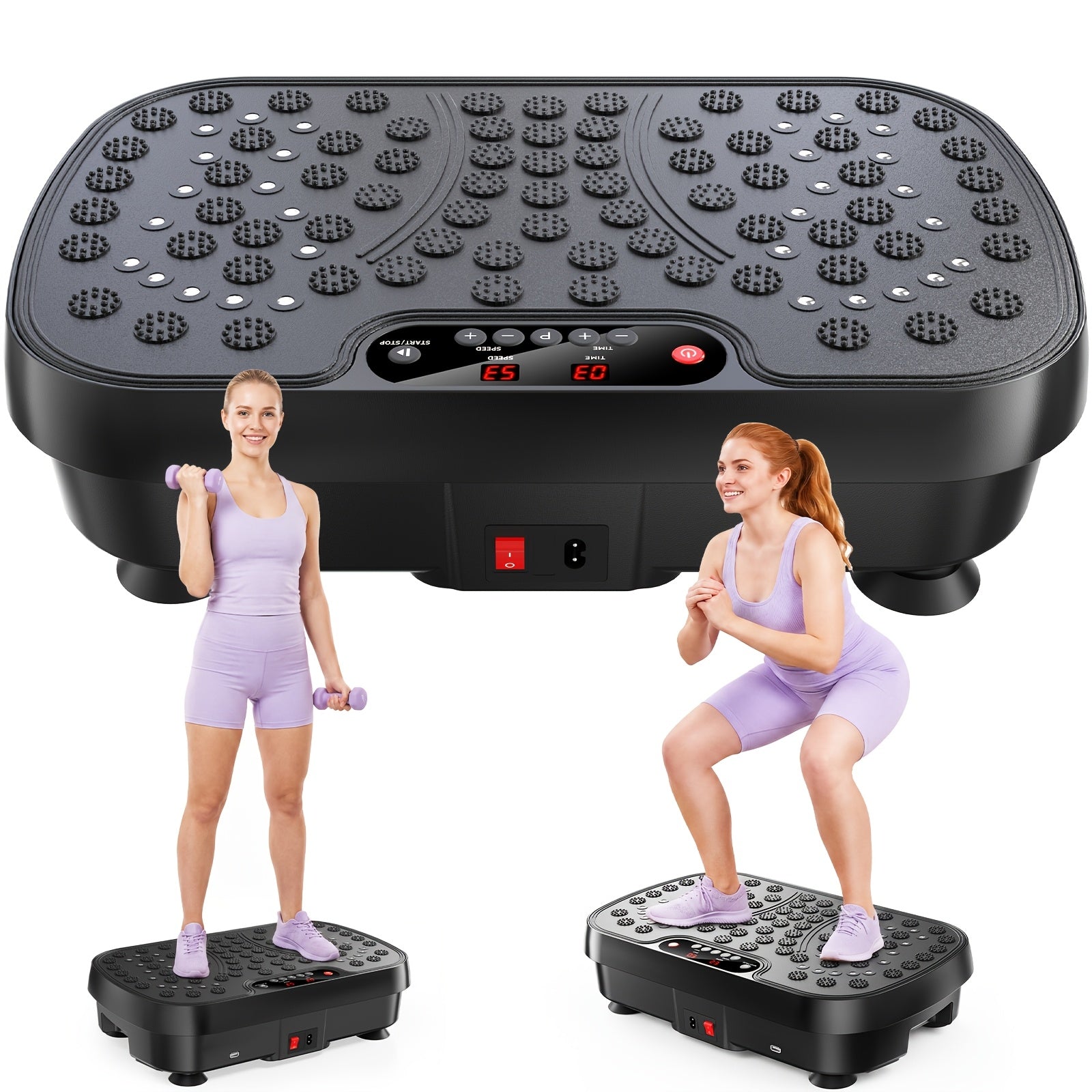 Vibration Plate Whole Body Workout Machine – Silent Motor Adjustable Speed Lymphatic Drainage Fitness Platform Home Gym White Black