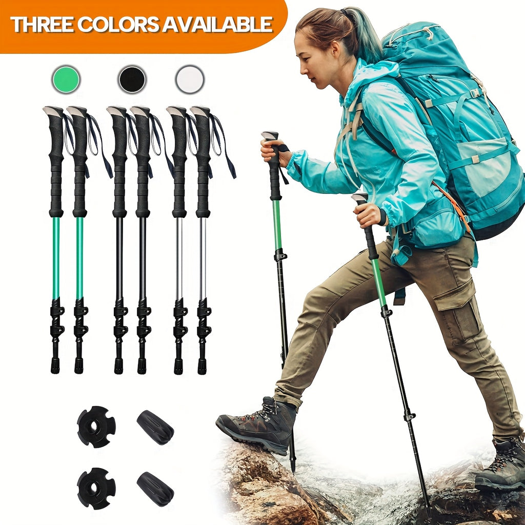 Trekking Poles 2 Pack Aluminum Alloy Collapsible Hiking Poles with Quick Lock Lightweight Walking Sticks for Men Women