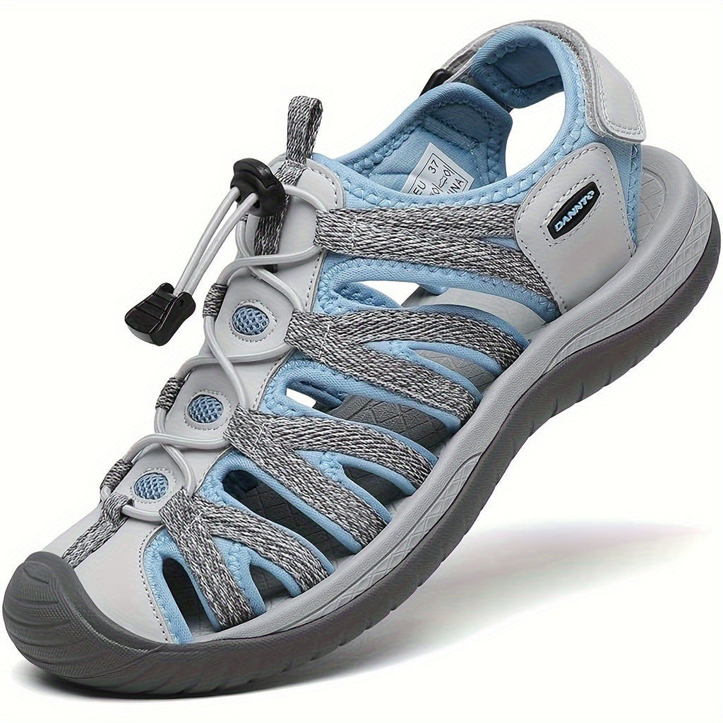 Women's Closed Toe Hiking Sandals – Lightweight Anti-Slip Water Sandals with Adjustable Straps for Outdoor Walking Beach Camping Travel Dark Gray Blue Navy Gray Green US 6-11